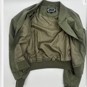 ⭐️NWT Ambiance Womens Bomber Jacket Olive/army Green Zipper Pockets Lined Ribbed